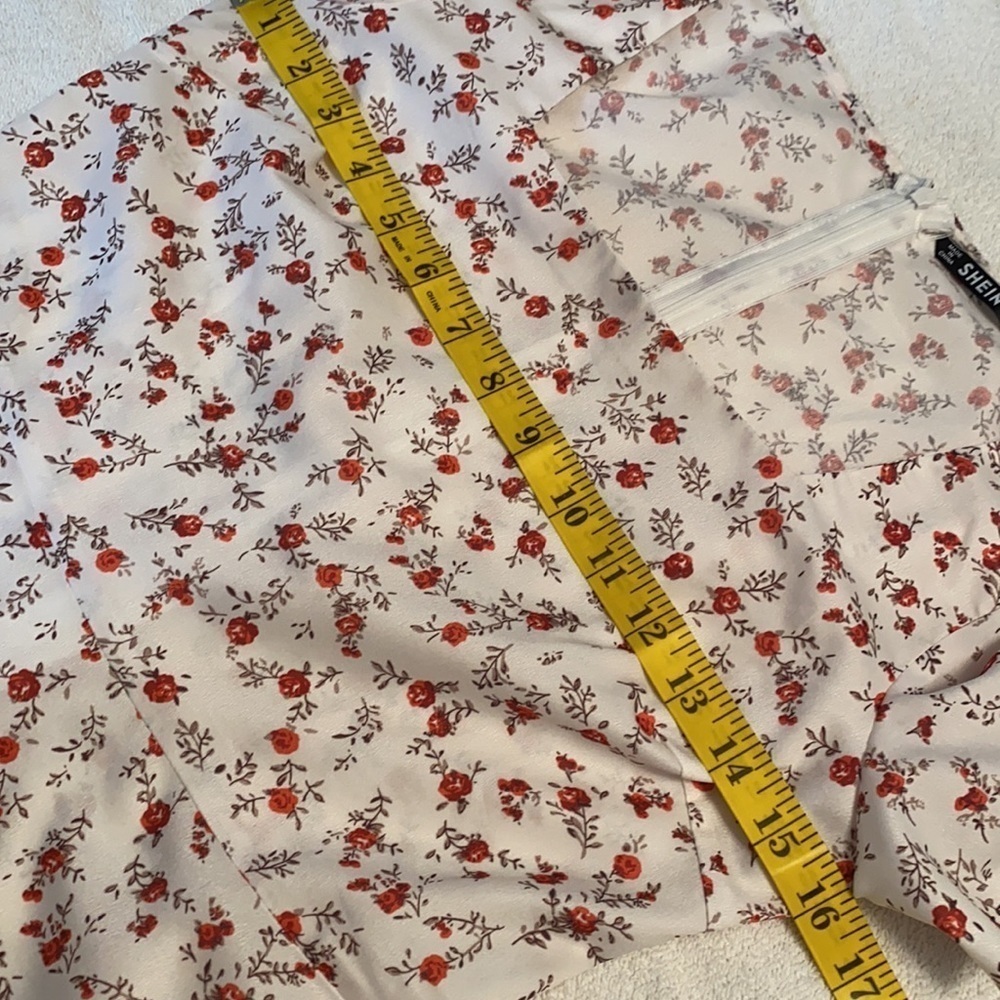 SHEIN dress square neck floral print fit/flare style flutter sleeves Sz XSmall - Picture 5 of 8